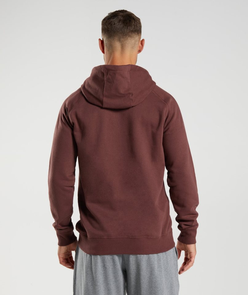 Men's Gymshark Crest Hoodie Brown | NZ 0NXBTI